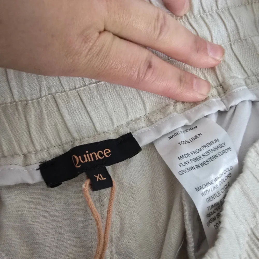 Quince Womens 100% European Linen Wide Leg Pants Oatmeal Beige Size XL NWT